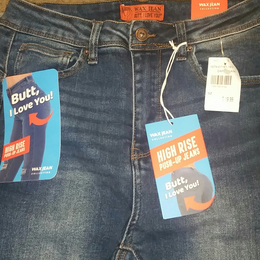 High Rise Push-up destroyed  Denim Blue Jeans